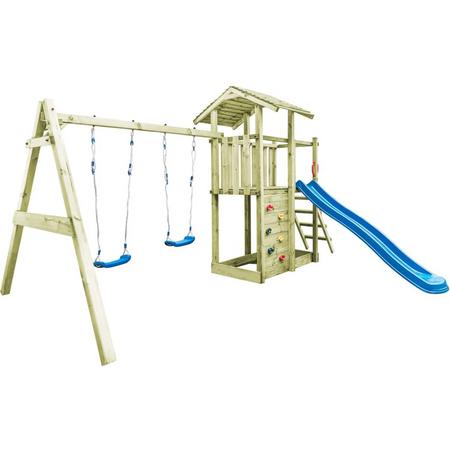 vidaXL Speelhuis ladder. glijbaan en schommels 471x356x265 cm FSC hout
