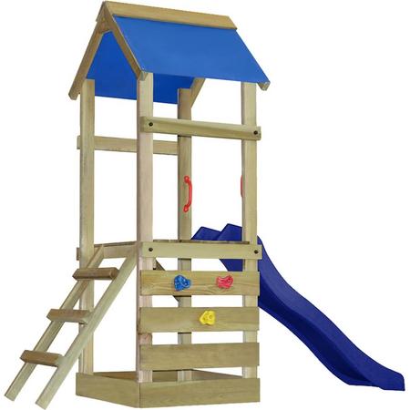 vidaXL Speelhuis met ladder en glijbaan 260x90x245 cm hout