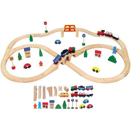 Viga Toys - Houten Trein Set - 49 delen
