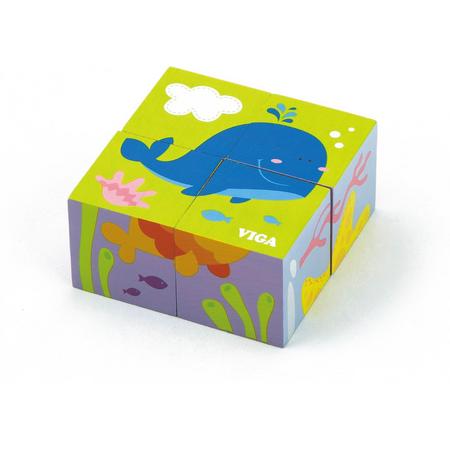 Viga Toys Blokkenpuzzel Zeedieren 4 Stukken