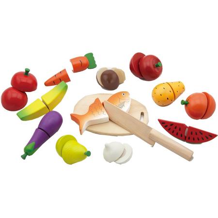 Viga Toys Houten Ontbijtset Snijplank Met Speelgoedeten 13-delig