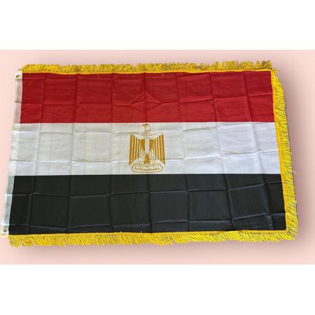 VlagDirect - Luxe Egyptische vlag - Luxe Egypte vlag - 90 x 150 cm - Franjes.