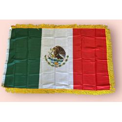 VlagDirect - Luxe Mexicaanse vlag - Luxe Mexico vlag - 90 x 150 cm - Franjes.