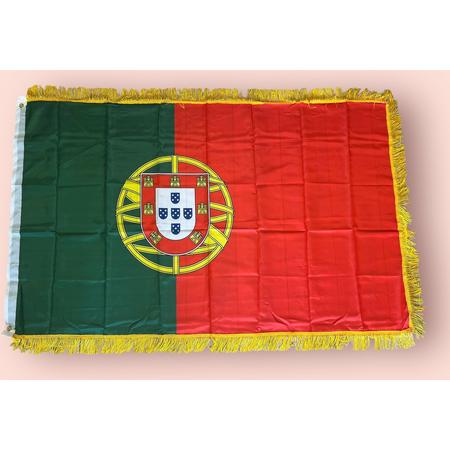 VlagDirect - Luxe Portugese vlag - Luxe Portugal vlag - 90 x 150 cm - Franjes.