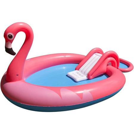 Zwembad voor kinderen, flamingo-vorm, met glijbaan, 240 x 150 x 95 cm, veilig en comfortabel