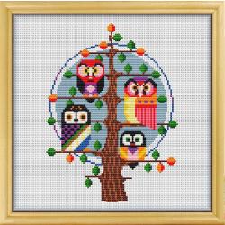 Borduurpakket Mandala The Owl Family - de Uilenfamilie - APS - telpatroon om zelf te borduren
