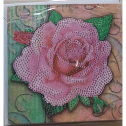 Diamond painting - bloemen kaart - wenskaart voor een gedeelte te painten - Roos