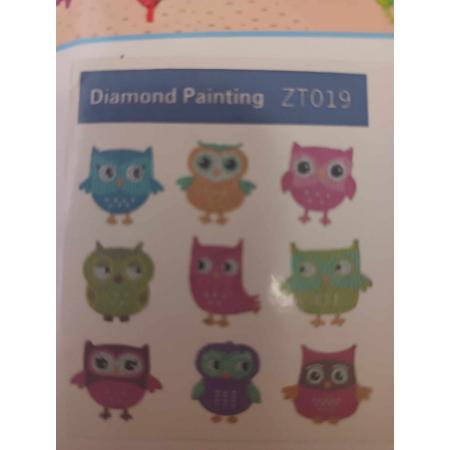 Diamond painting - stickers om zelf te beplakken - Uilen 1