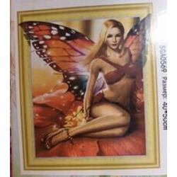 Diamond painting op canvas - In kader diamond painting - 40 x 50cm - Vrouw met vlindervleugels
