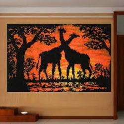 Knooptapijt/Vloerkleed - Smyrna tapijt/Vloerkleed - Giraffe onder de zonsondergang