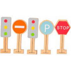 verkeersbordenset hout - 5-delige set verkeersborden - houten - speelgoed - 5x verkeersbord - leerzaam - educatief - duurzaam FSC