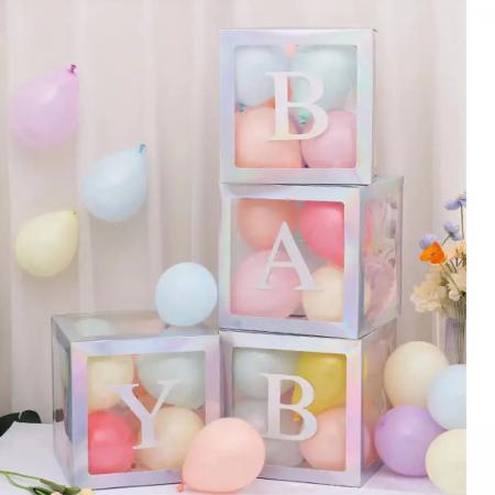 Transparante doorzichtige ballon blokken baby met ZILVER kleurig randje - Babyshower- Geboorte- Decoratie-Babygirl