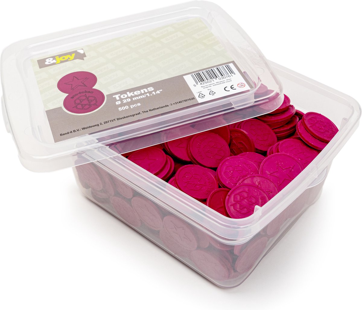 Gegraveerde Betaalmunten duurzaam / Ecologische Consumptiemunten – bio afbreekbare munten - bordeaux- 500 Jetons