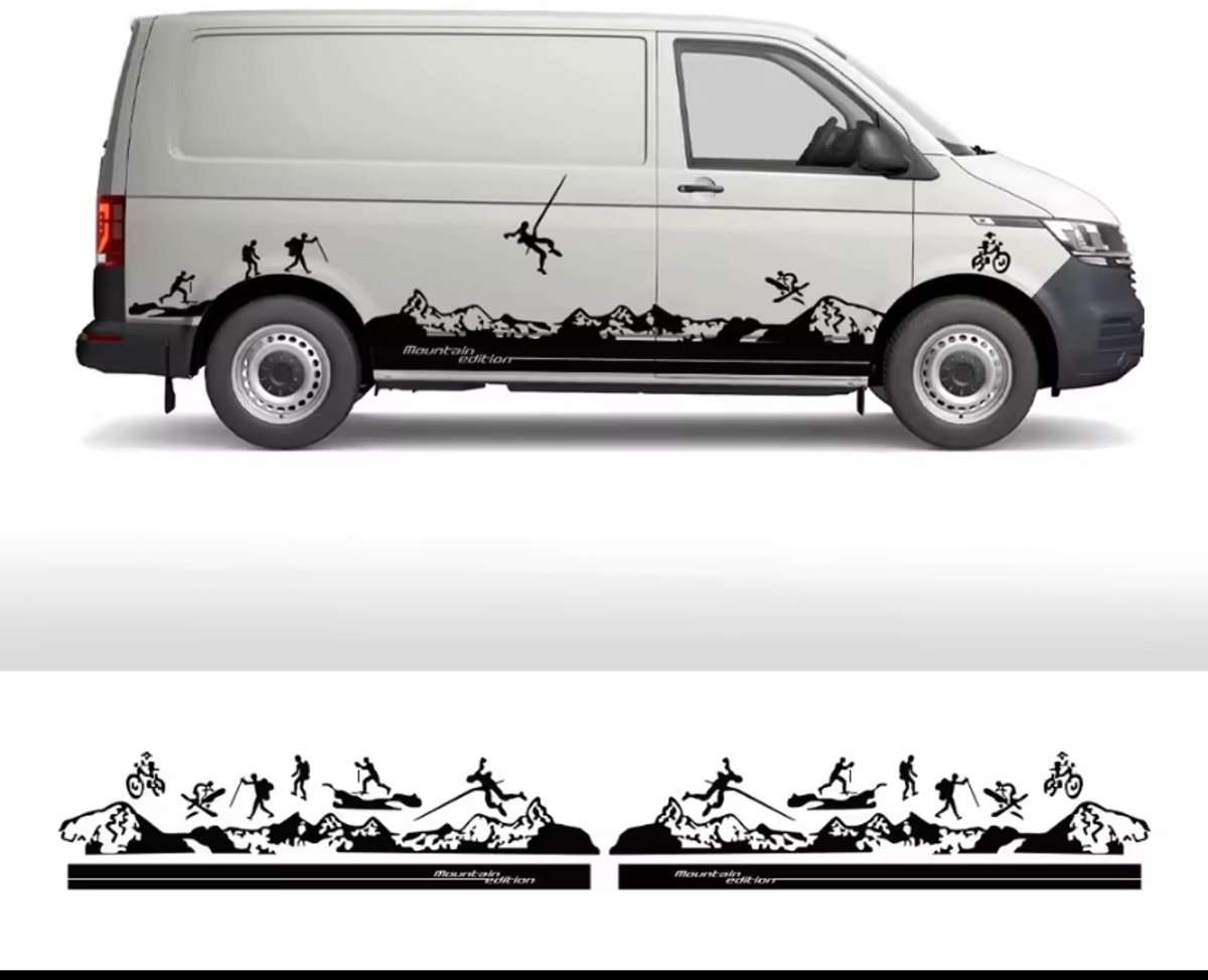4 Stuks Auto Stickers Voor Volkswagen Vw Transporter Bus T3 T4 T5 T6 Caravelle Multivan Camper Van Grafische Vinyl decals Accessoires
