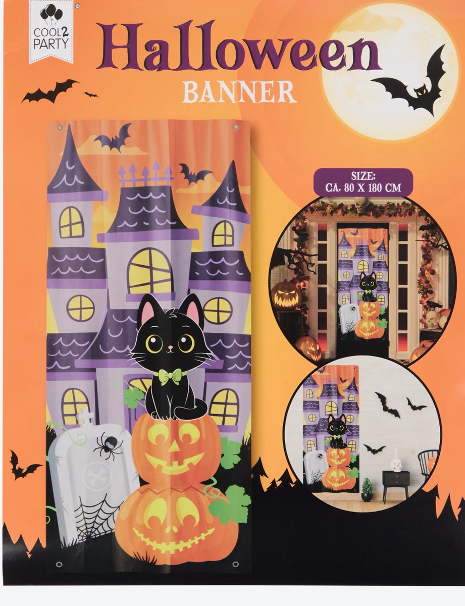 Cool2Party Halloween deurdecoratie – 80 x 180 cm – Hangende seizoensversiering – Herfstdecoratie – Rechthoek