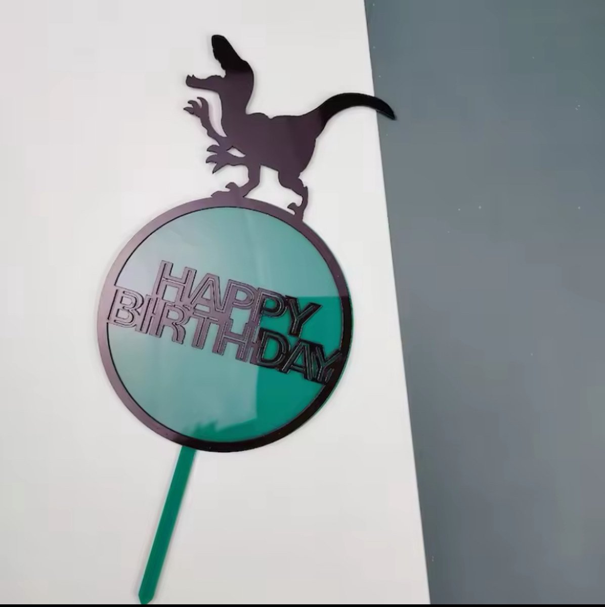 Dinosaurus Thema Cake Topper Acryl Gouden Gelukkige Verjaardag Cake Vlaggen High-End Verjaardag Cupcake Toppers Kids Party Cake Decoratie