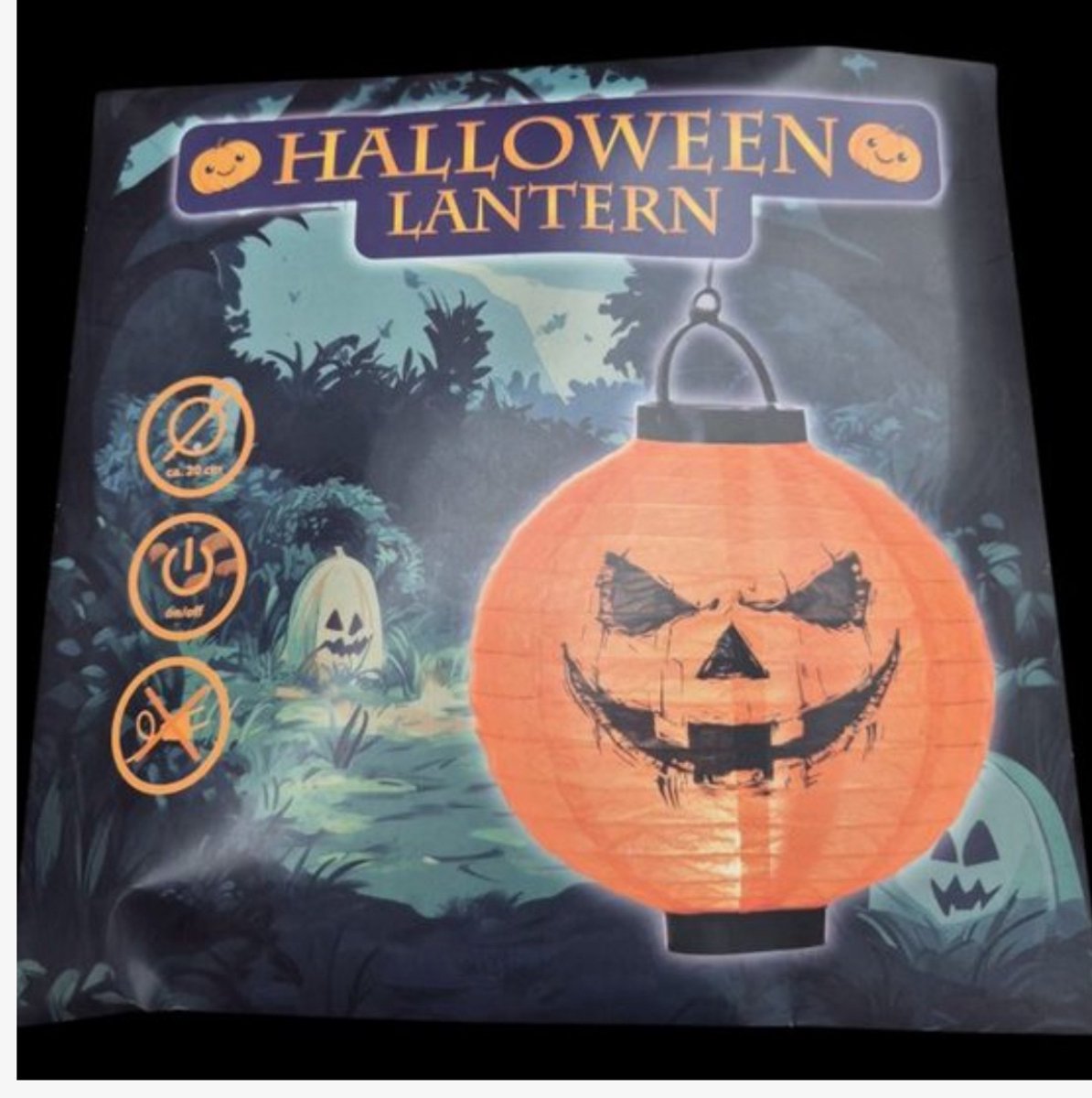 Halloween Lantaarn lampion – Ø 20 cm - Oranje Lampion – Pompoen Design – Sfeerverlichting Feest - Voor Binnen & Buiten - Werkt op AAA Batterijen (niet inbegrepen)