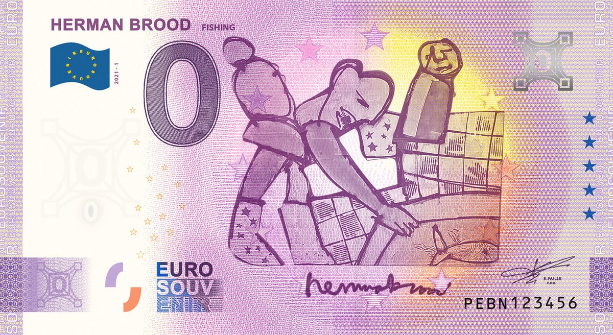 0 Euro biljet 2021 - Herman Brood Fishing LIMITED EDITION