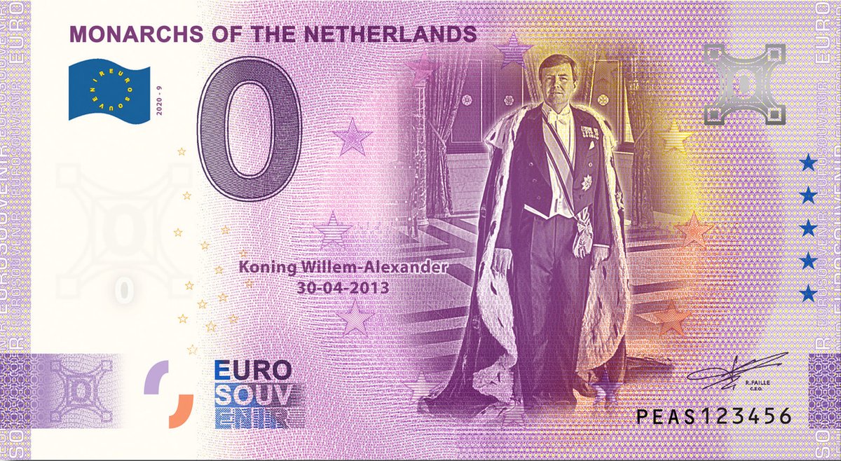 0 Euro biljet Nederland 2020 - Koning Willem-Alexander LIMITED EDITION