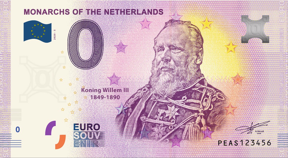0 Euro biljet Nederland 2020 - Koning Willem III LIMITED EDITION