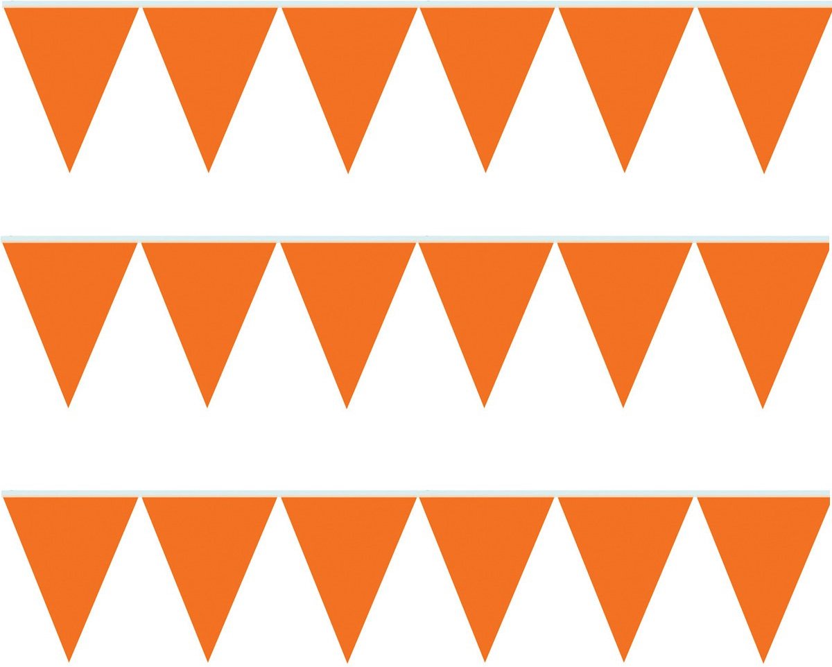 3x stuks oranje vlaggenlijn slinger 5 meter - EK/WK - Koningsdag oranje supporter artikelen