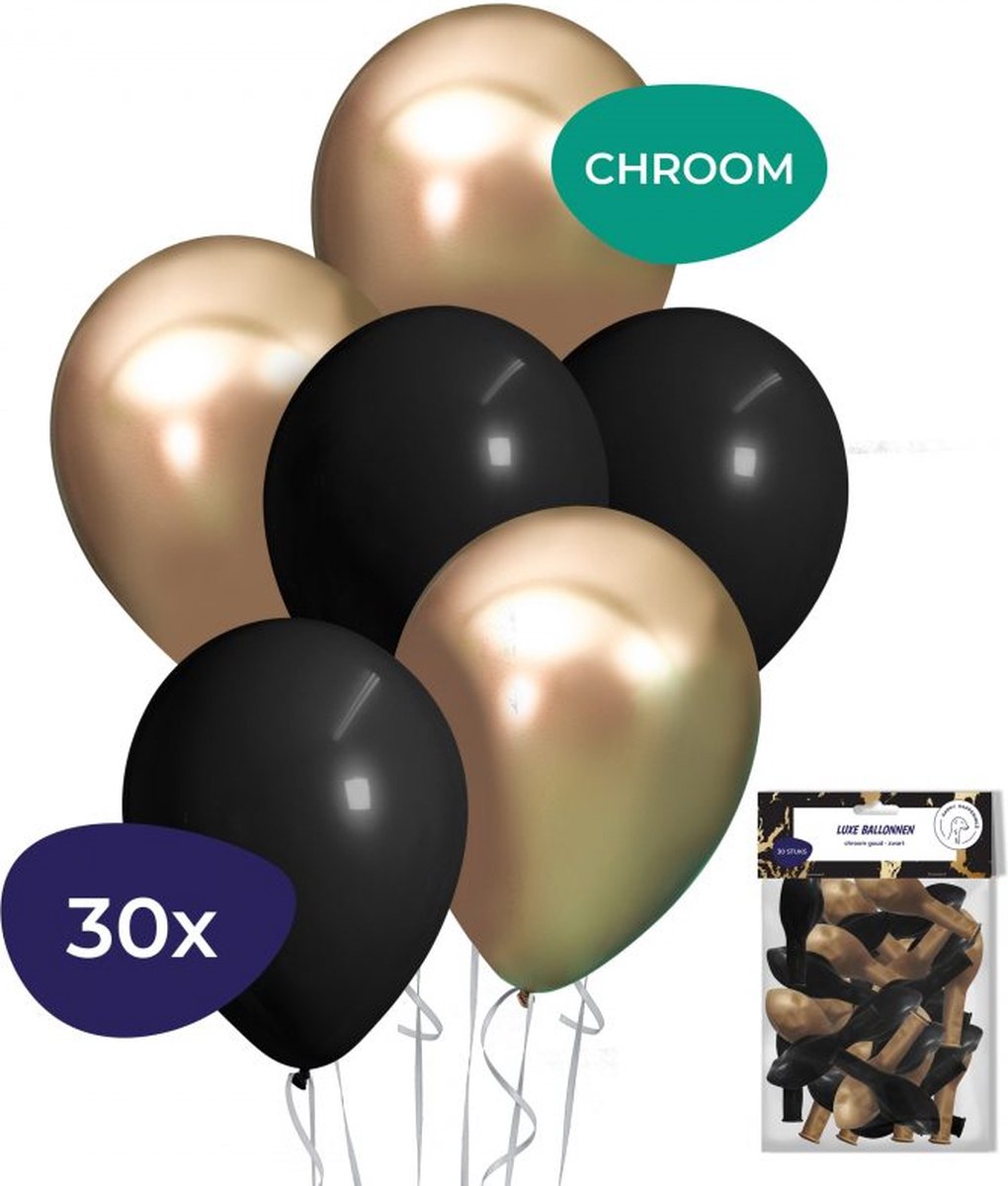 Ballonnen Goud Zwart 30x