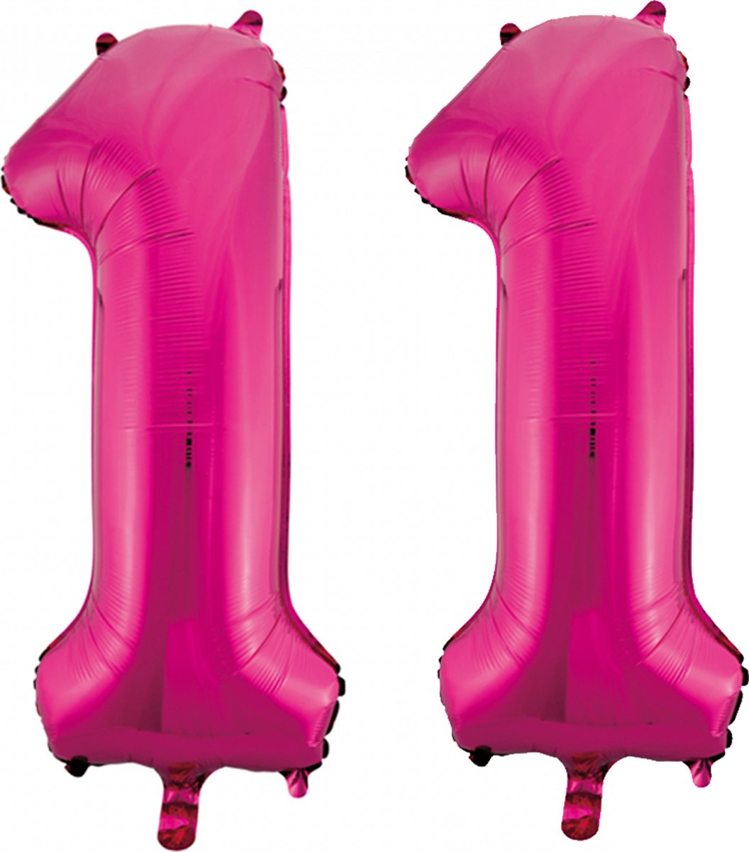 Folie cijfer ballonnen  pink roze 11.