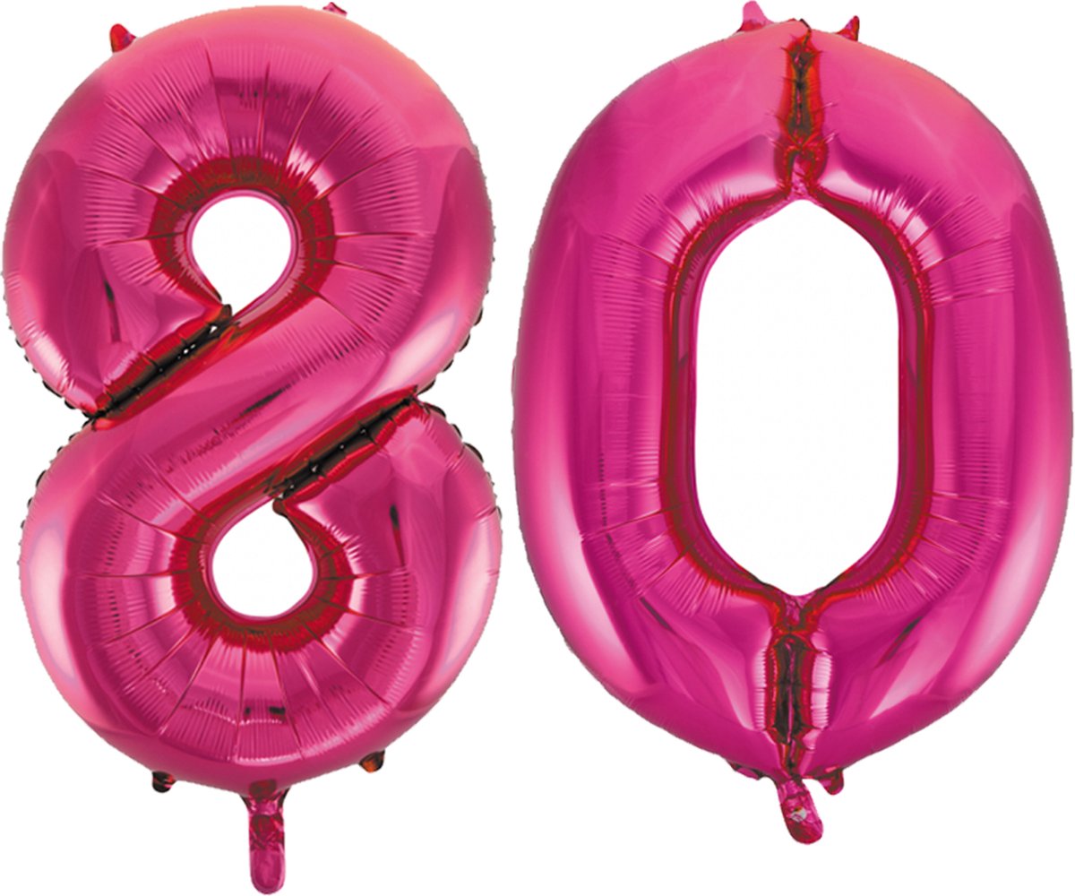 Folie cijfer ballonnen  pink roze 80.