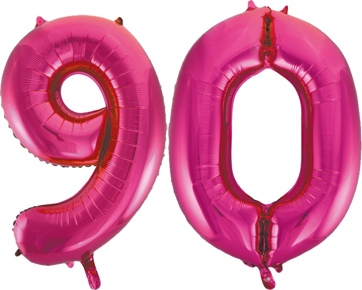 Folie cijfer ballonnen roze 90.