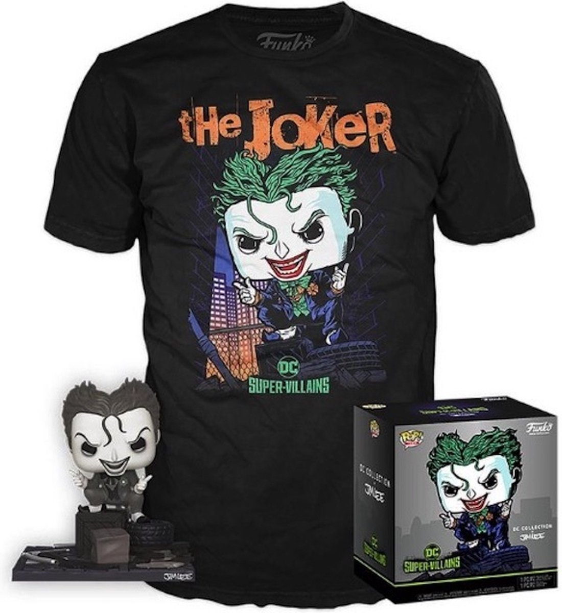 Funko - DC Comics - Jim Lee The Joker Pop and short sleeve T-Shirt Pop Box Size XL