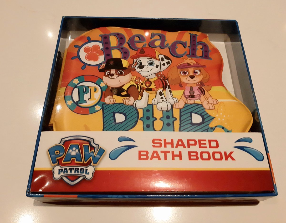 Paw Patrol baby badboek - babyboekje - pastic - boek voor in bad - shaped bathbook beach - badboekje - kraamcadeau