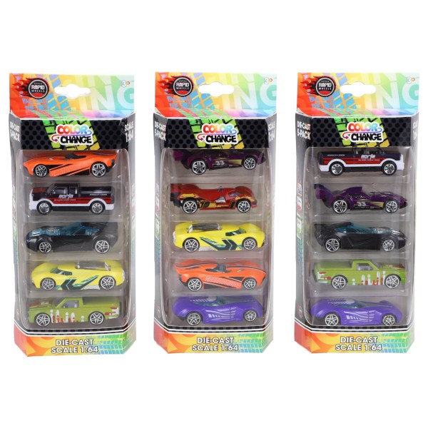 Rapid Wheels Auto Die Cast Color Change 5 Pack
