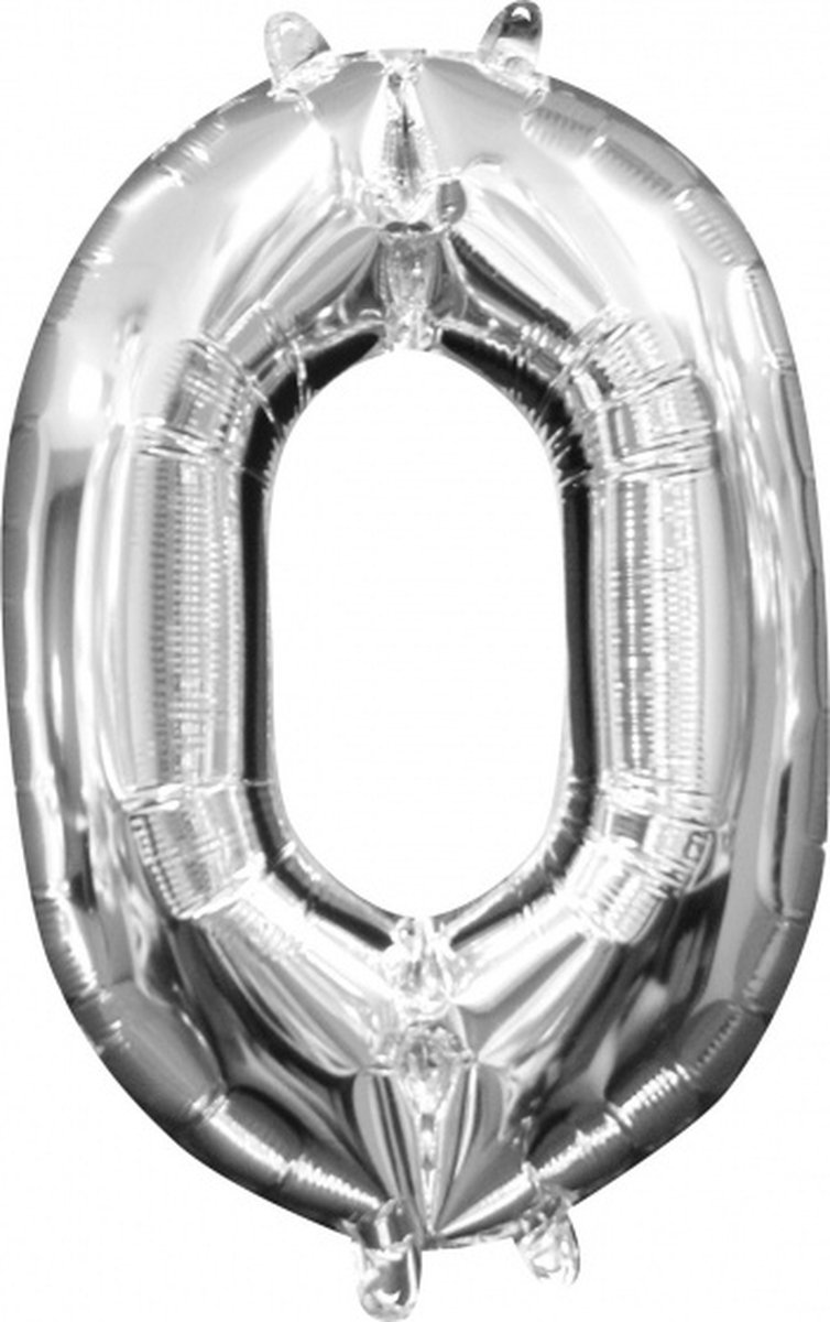 ballon cijfer 0 folie 40 cm zilver