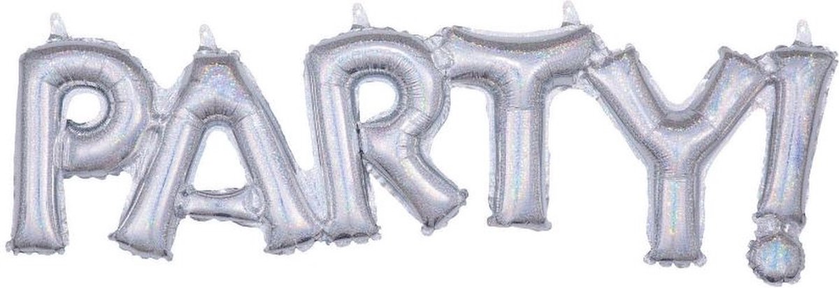 ballon party! 83 cm folie zilver holografisch