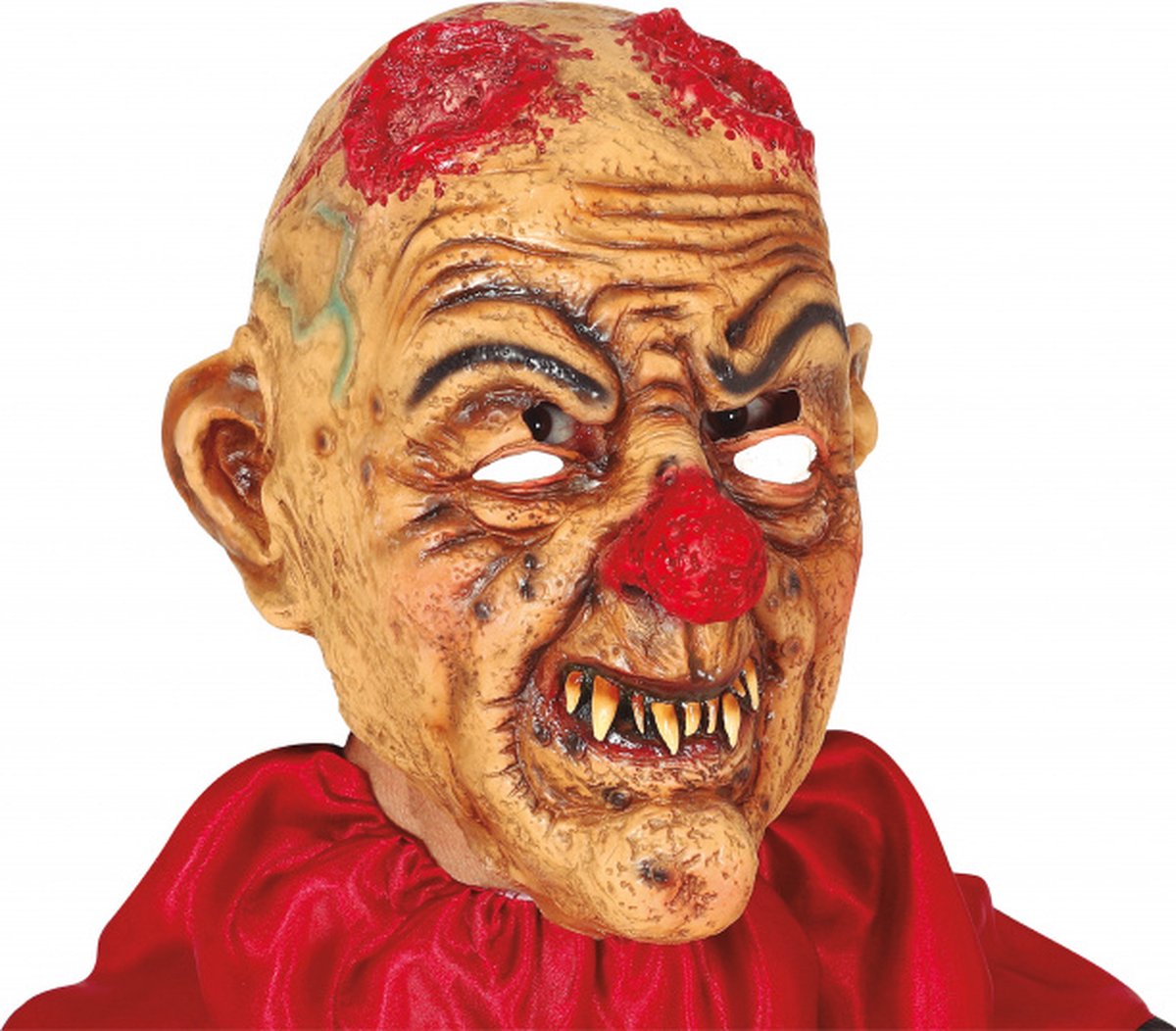 hoofdmasker clown latex beige/rood one-size