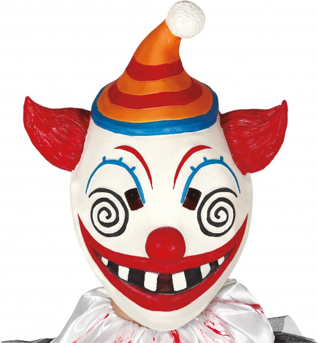 hoofdmasker clown latex wit/rood one-size