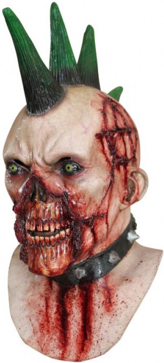 hoofdmasker horrorpunk latex beige/rood one-size