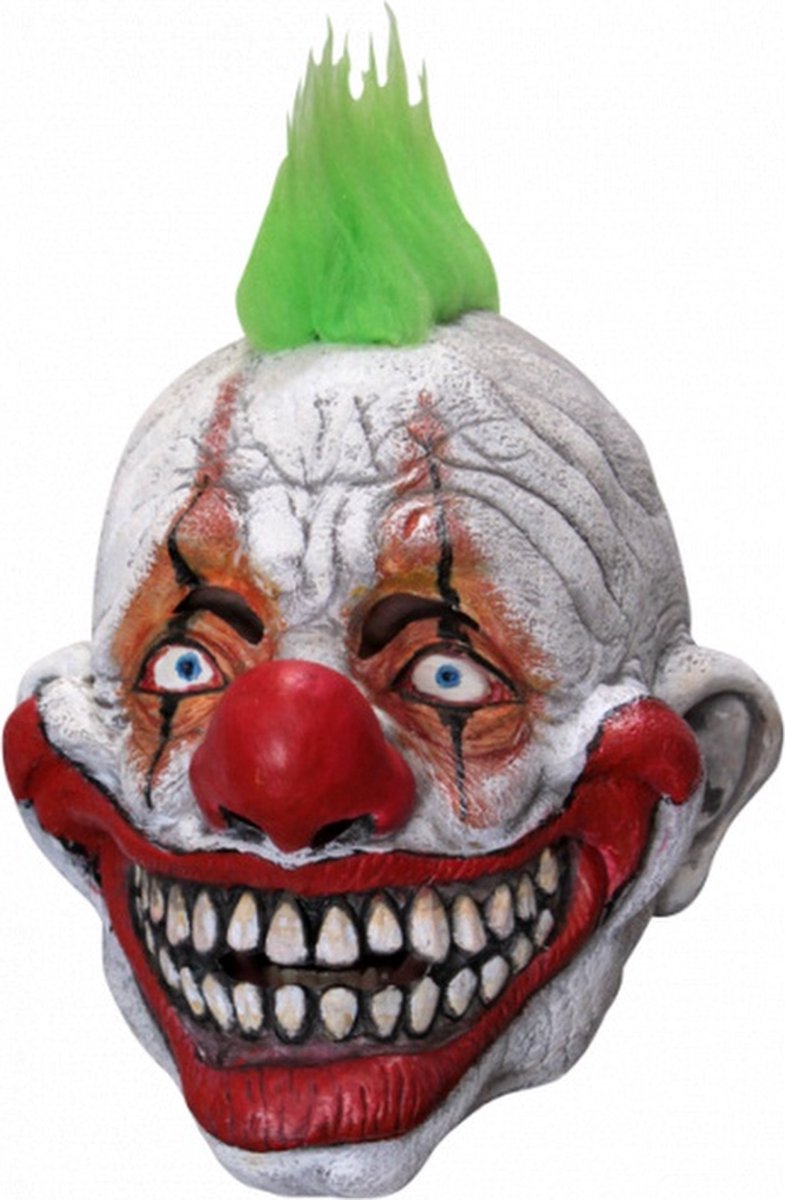 hoofdmasker met haar clown unisex latex wit one-size