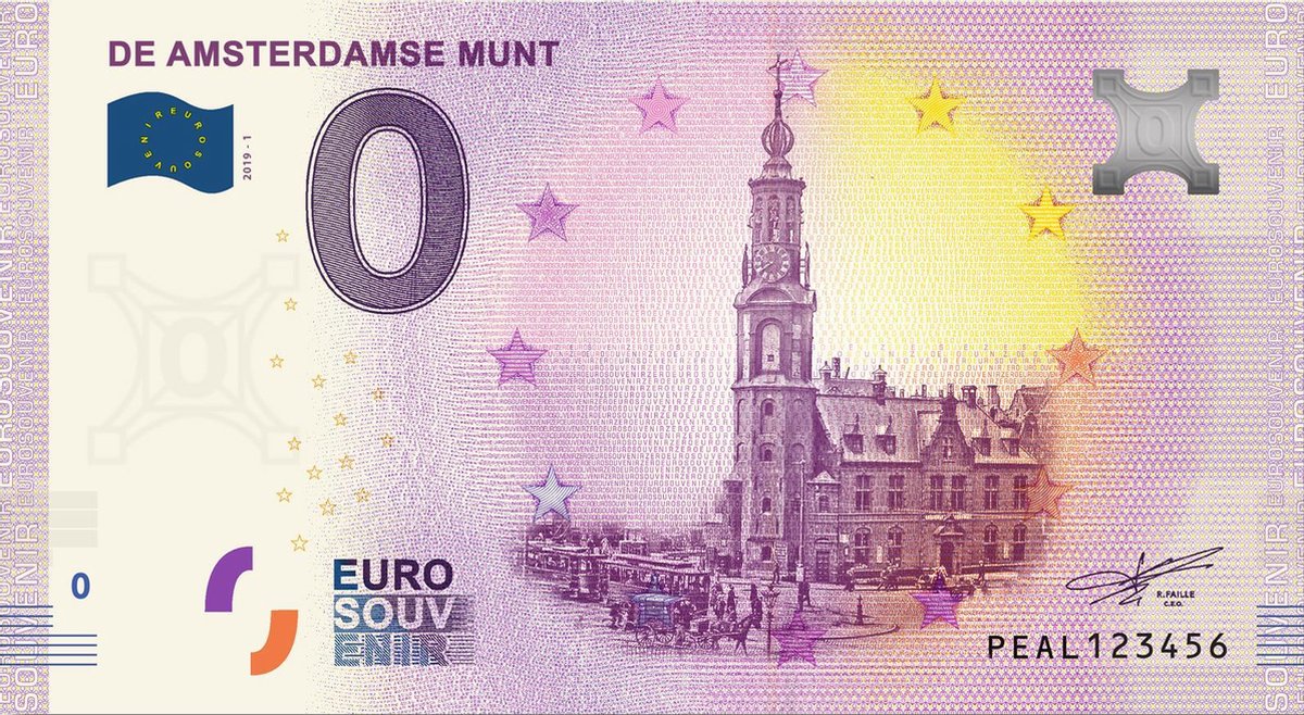 0 Euro Biljet 2019 - De Amsterdamse Munt
