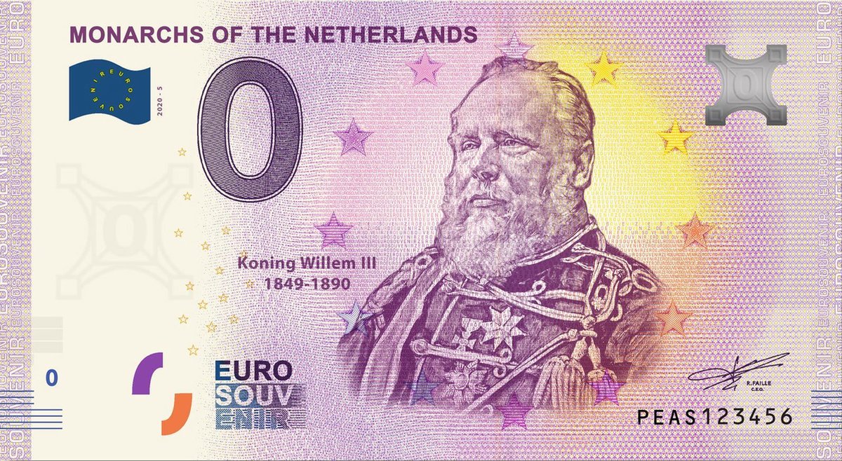 0 Euro Biljet 2020 - Vorsten van Nederland - Koning Willem III