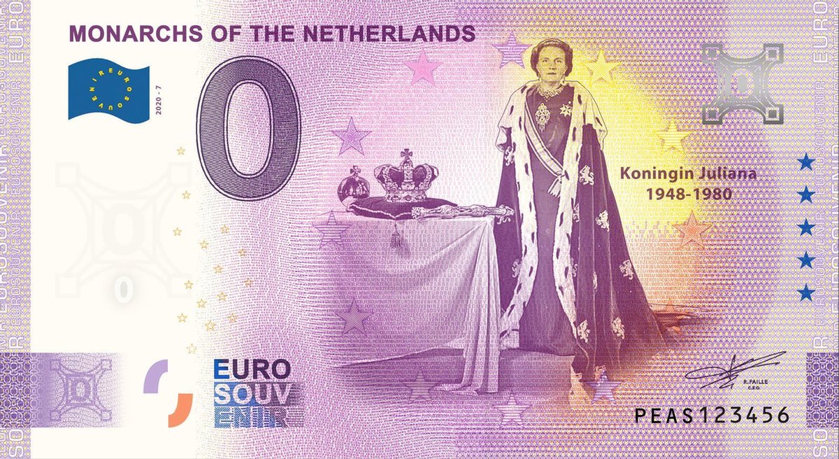 0 Euro Biljet 2020 - Vorsten van Nederland - Koningin Juliana