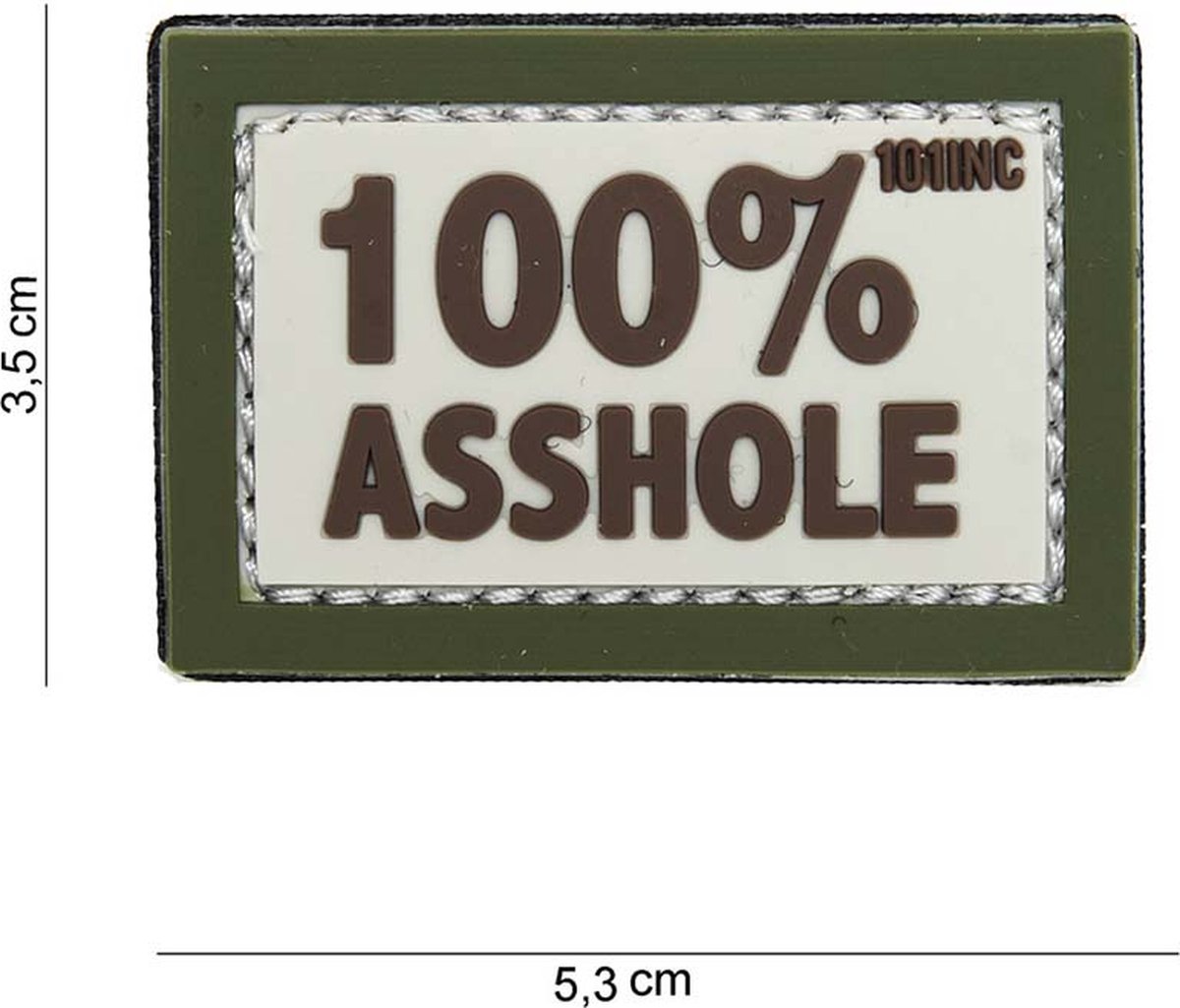 Embleem 3D PVC 100% Asshole beige/groen