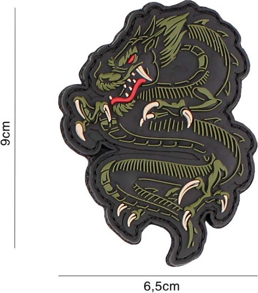 Embleem 3D PVC Dragon Groen
