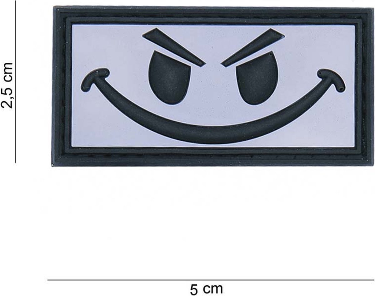 Embleem 3D PVC Evil Smiley wit