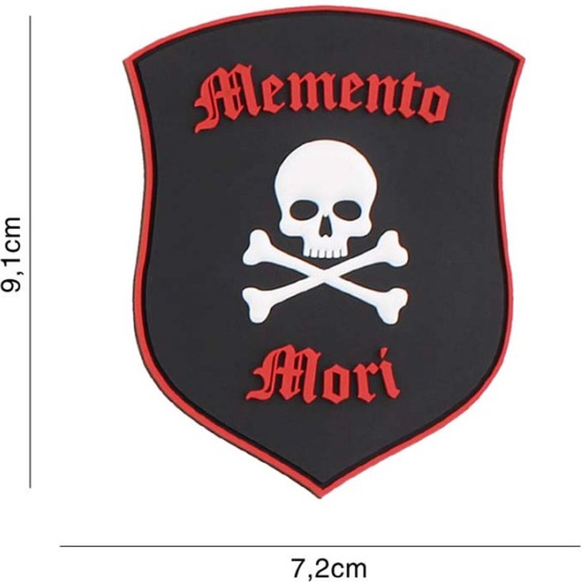 Embleem 3D PVC Memento Mori Shield Skull Zwart/Rood