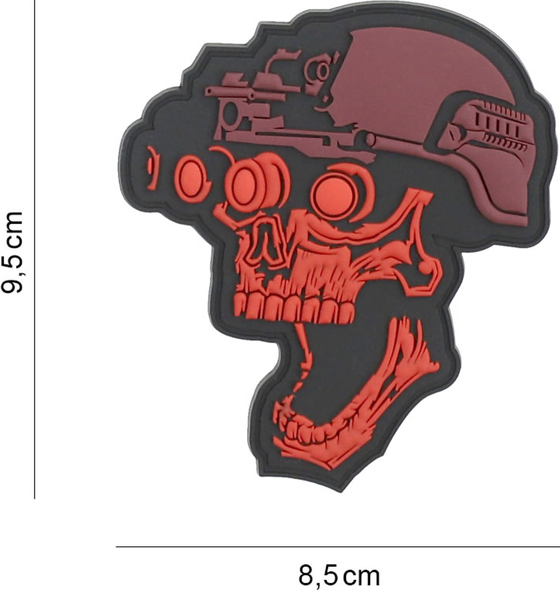 Embleem 3D PVC Night vision skull rood