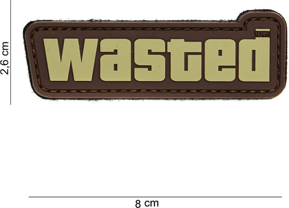 Embleem 3D PVC Wasted bruin