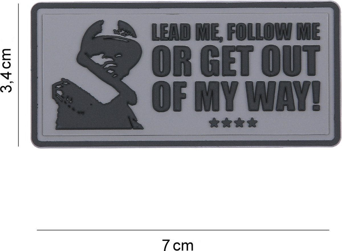 Embleem 3D PVC Lead me, follow me grijs