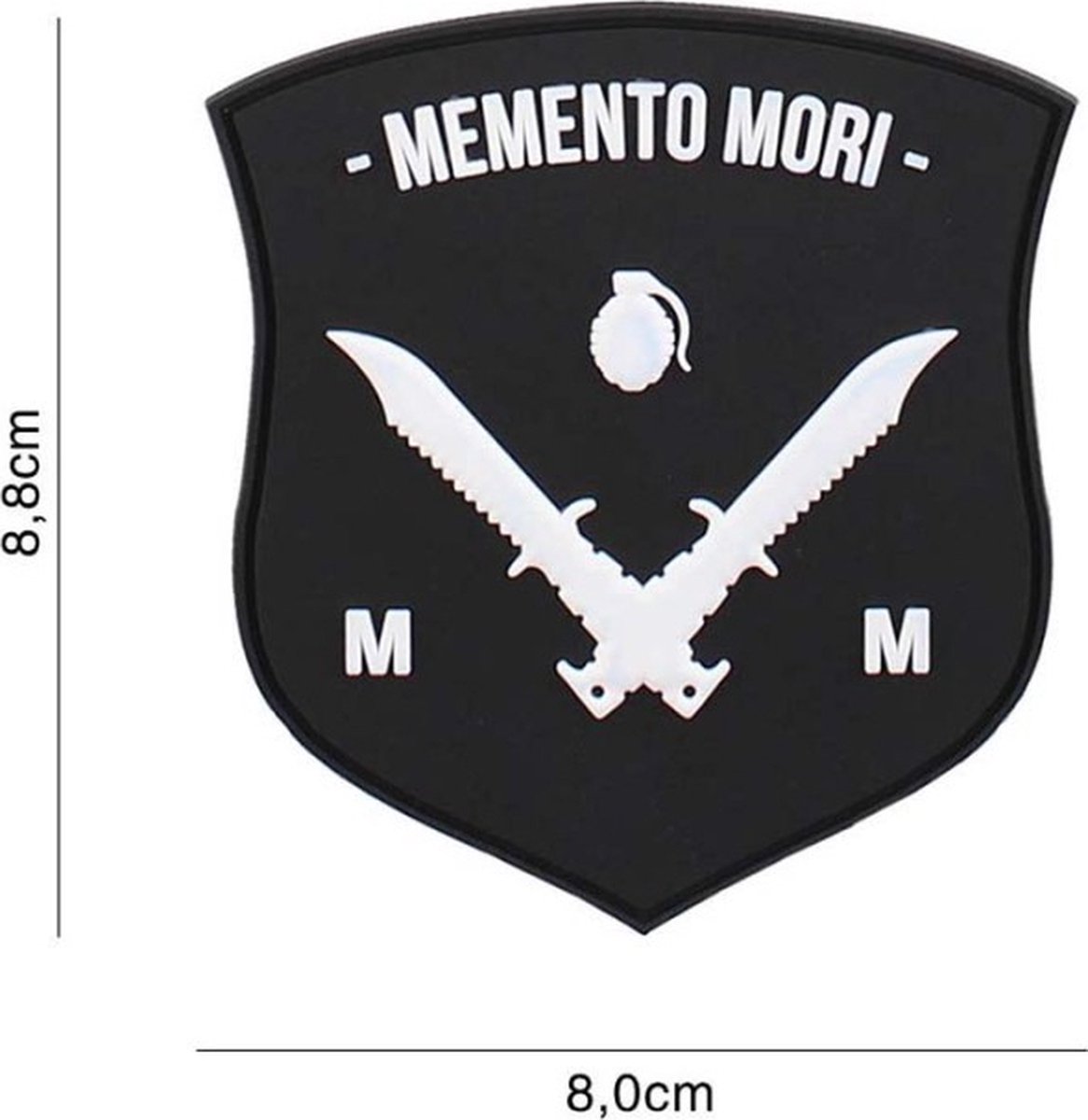 Embleem 3D PVC Memento Mori Schild Dolk Zwart/Wit