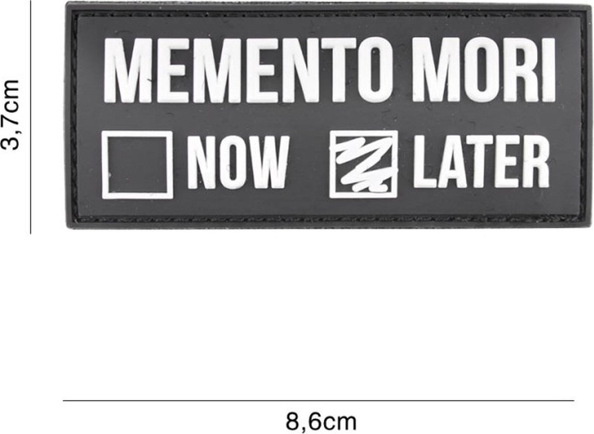 Embleem 3D PVC Memento Mori Zwart